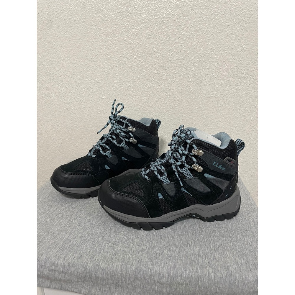 LL Bean Trail Model Hiker Waterproof Kids 5 Black Silver Blue NWT 286156